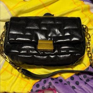 Zara Black Quilted Leather Shoulder Bag